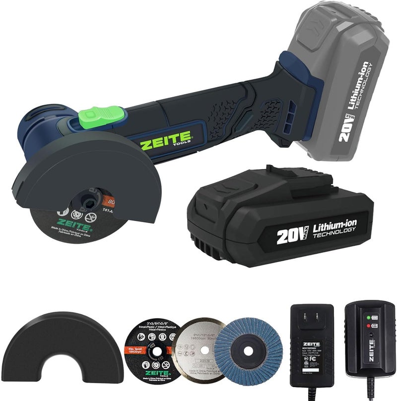 zeite 3" Cordless Cut Off Tool,20V Mini Multi-Cutter,Portable Metal Chop Saw,Max Cutting Depth 1/2",3 Cutting Discs & 1 Flap Disc,2.0Ah Battery and Fast Charger - Image 2
